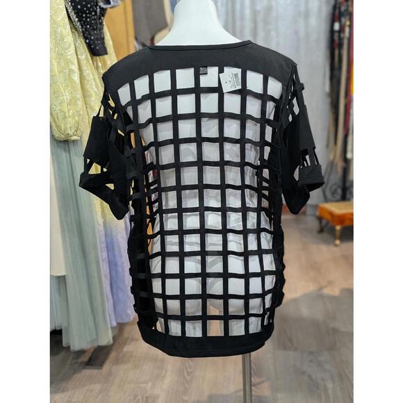 Windowpane Cut Out Blouse - Picture 2 of 2